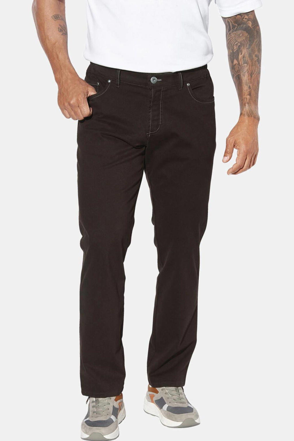 Jan Vanderstorm +FIT Collectie loose casual broek SKANNI Plus Size bruin