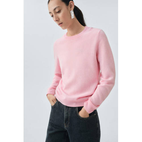 Mango pullover met wol lichtroze afbeelding