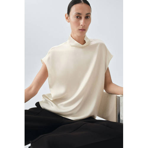 Mango zijden top ecru afbeelding