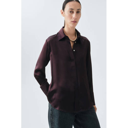 Mango zijden blouse bruin afbeelding