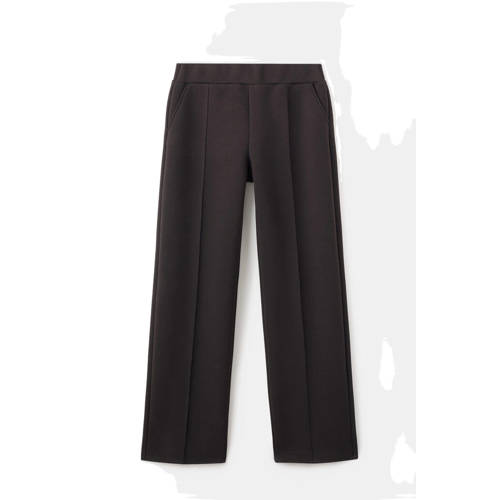 Mango straight regular waist broek donkerbruin afbeelding