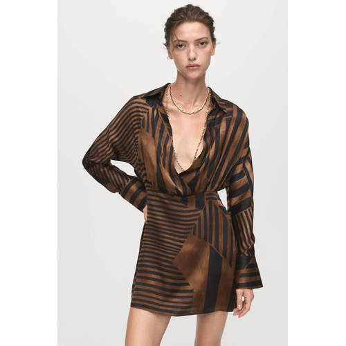 Mango korte jurk bruin afbeelding