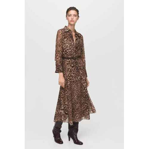 Mango blousejurk met panterprint bruin afbeelding