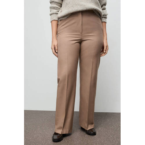 Mango rechtvallend regular waist broek zand afbeelding