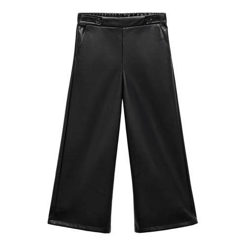 Mango Kids imitatieleren casual broek zwart afbeelding