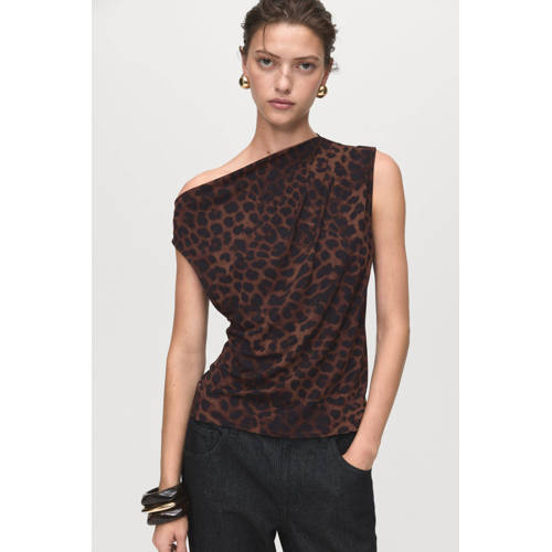 Mango asymmetrische top donkerbruin afbeelding