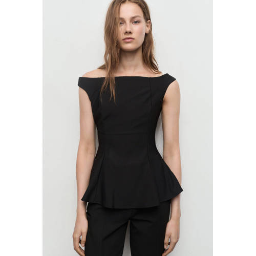 Mango peplum top zwart afbeelding