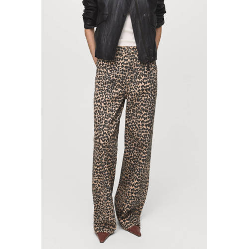 Mango wide leg jeans bruin afbeelding