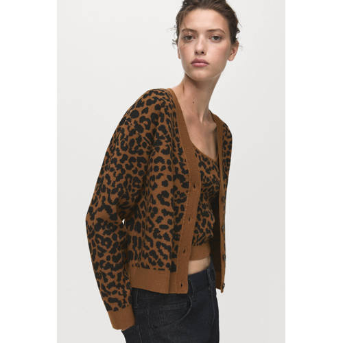 Mango gebreid vest bruin afbeelding