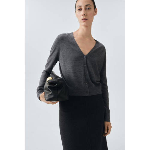Mango gebreid vest met wol grijs melange afbeelding