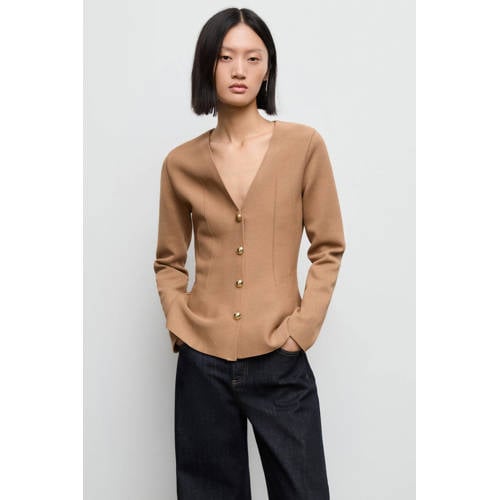 Mango gebreid vest bruin afbeelding