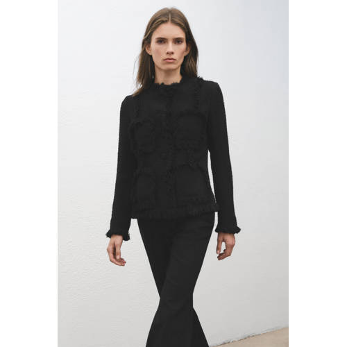 Mango tweed jasje zwart afbeelding