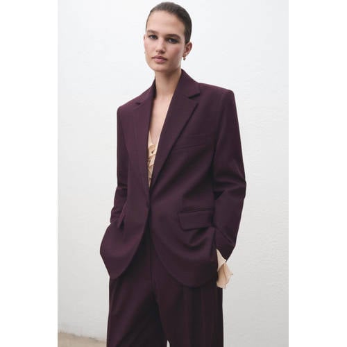Mango regular blazer donkerpaars afbeelding