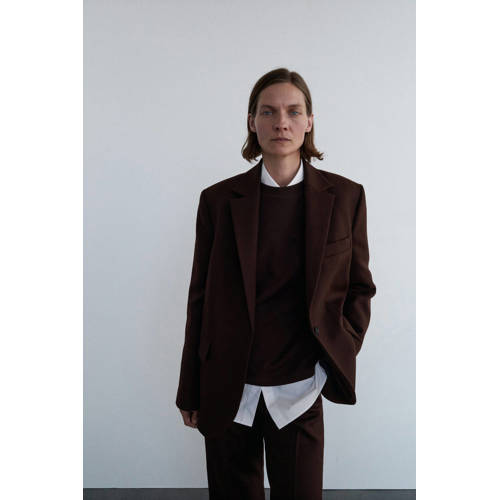 Mango regular blazer met wol bruin afbeelding