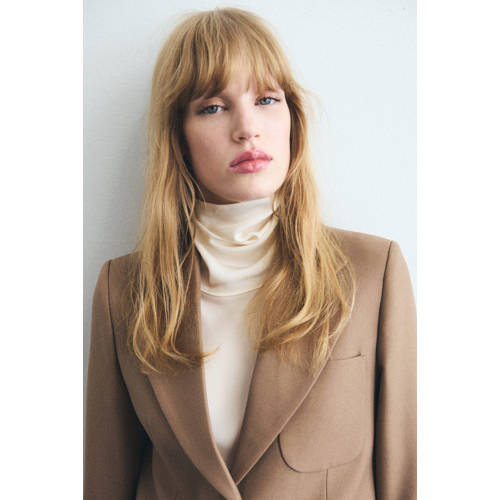 Mango regular blazer met wol lichtbruin afbeelding