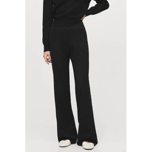 Mango wide leg high waist casual broek zwart afbeelding