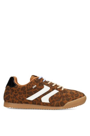 Skye sneakers met panterprint cognac
