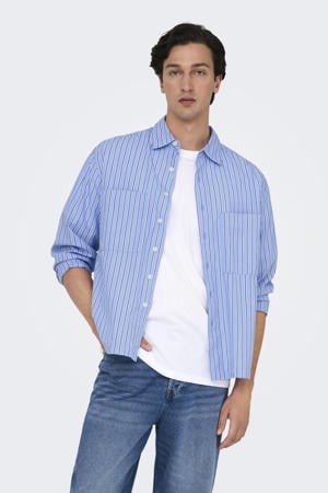 loose fit gestreept overhemd - blauw