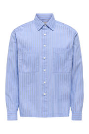 thumbnail: ONLY & SONS loose fit gestreept overhemd - blauw