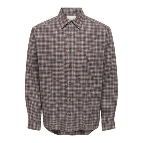 ONLY & SONS loose casual overhemd bruin afbeelding