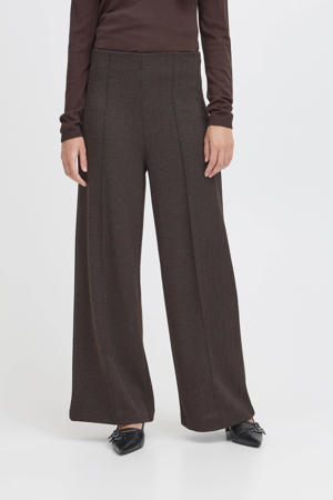 wide leg high waist broek bruin/zwart