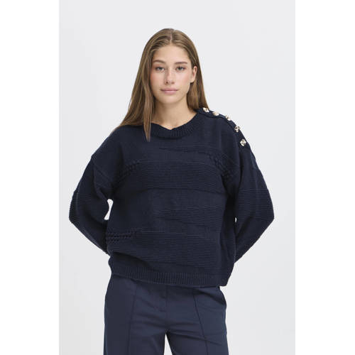 ICHI gebreide trui donkerblauw afbeelding