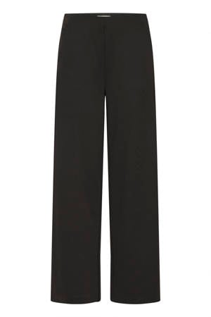 wide leg high waist casual broek zwart