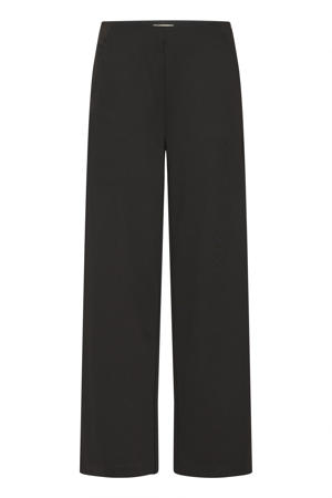 wide leg high waist casual broek zwart