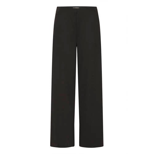 ICHI wide leg high waist casual broek zwart afbeelding