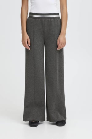 regular waist casual broek grijs melange