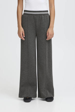 regular waist casual broek grijs melange
