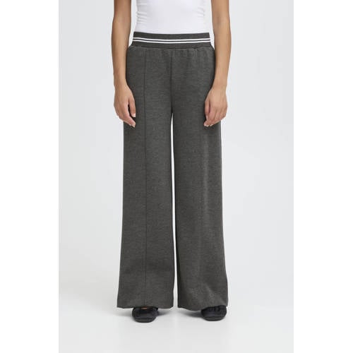 ICHI regular waist casual broek grijs melange afbeelding
