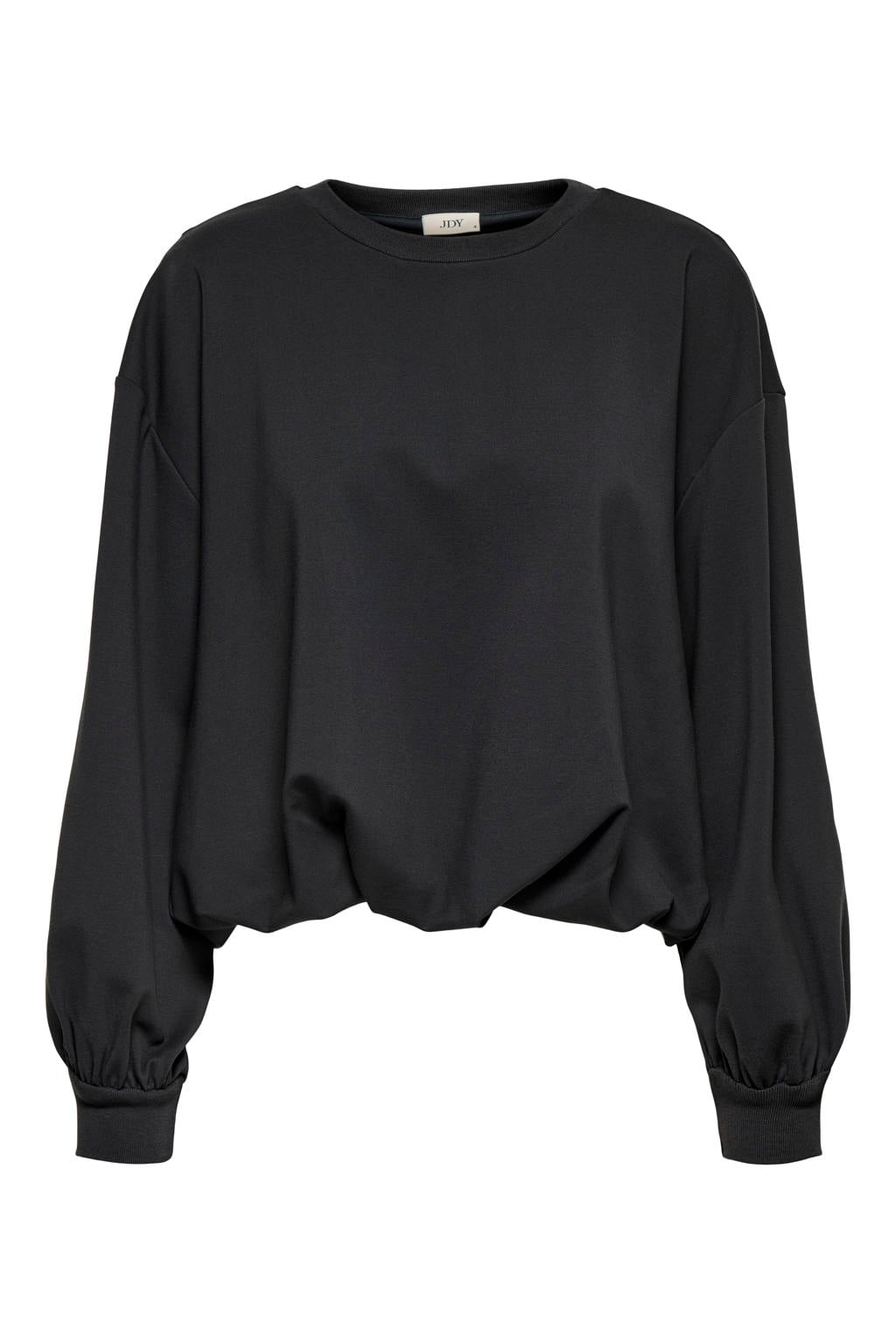 Zwarte dames JDY sweater van modal met effen, lange mouwen, ronde hals en geribde boorden