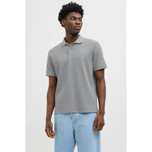 JACK & JONES ESSENTIALS regular polo met textuur grijs afbeelding