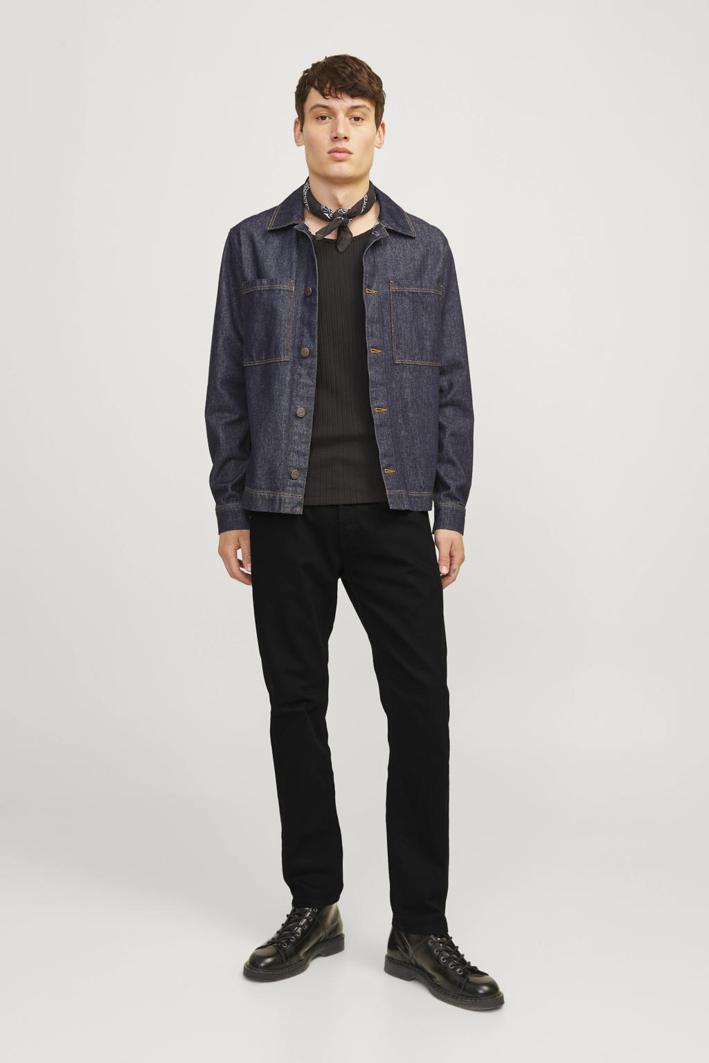 JACK & JONES JEANS INTELLIGENCE JJIMIKE JJORIGINAL tapered jeans black denim