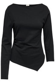 thumbnail: Zwarte dames JDY asymmetrische top met effen, lange mouwen en one shoulder
