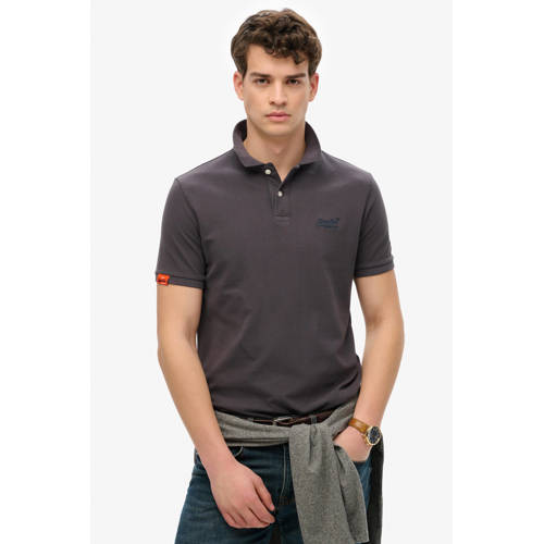 Superdry regular polo antraciet afbeelding