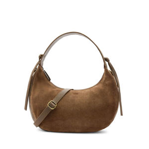 suede schoudertas bruin