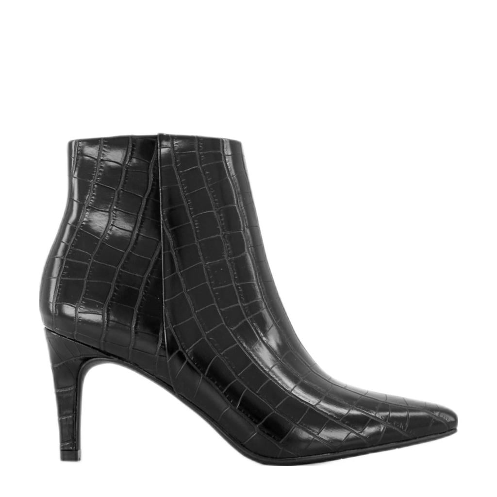 Zwarte dames Graceland enkellaarzen van rubber/textiel/imitatie leer met ritssluiting