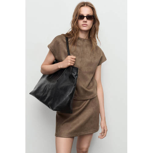 Mango suede top bruin afbeelding