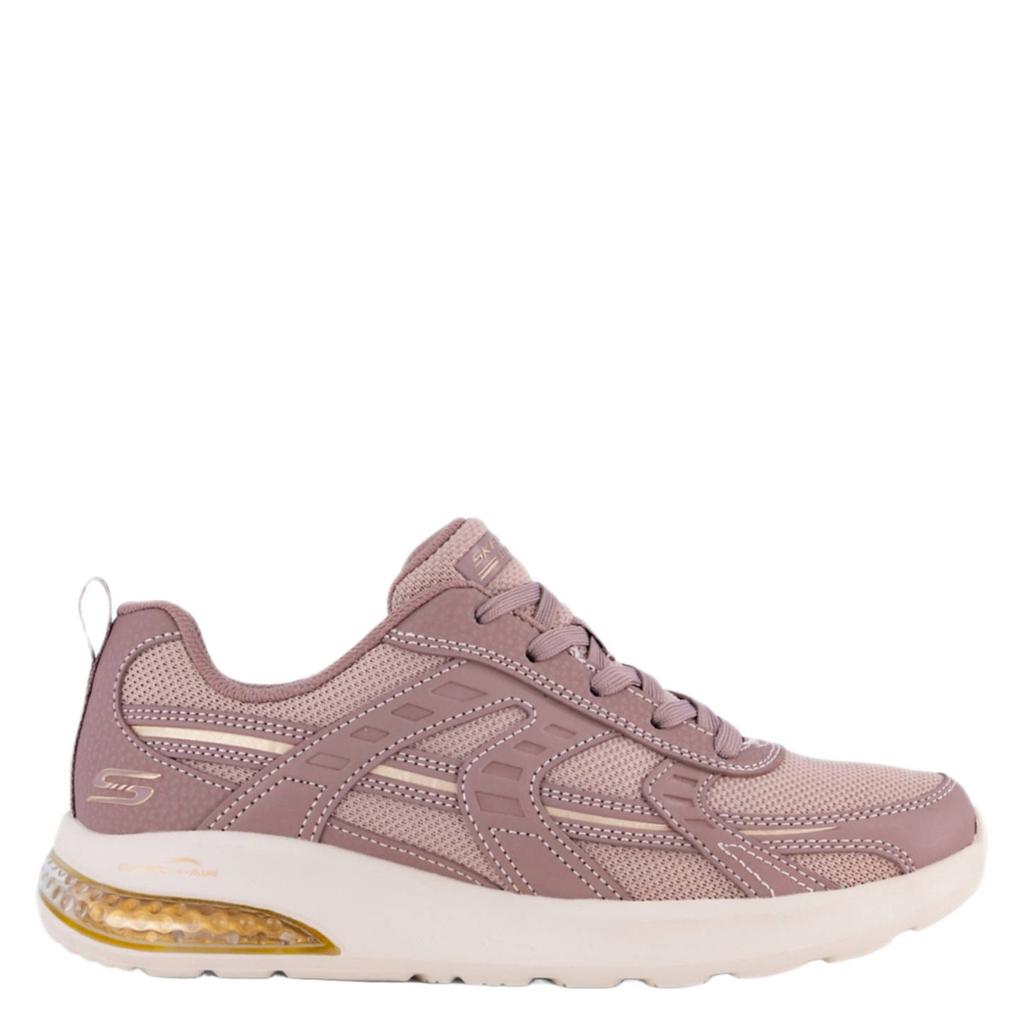 Oudroze dames Skechers sneakers van imitatieleer en textiel met veters