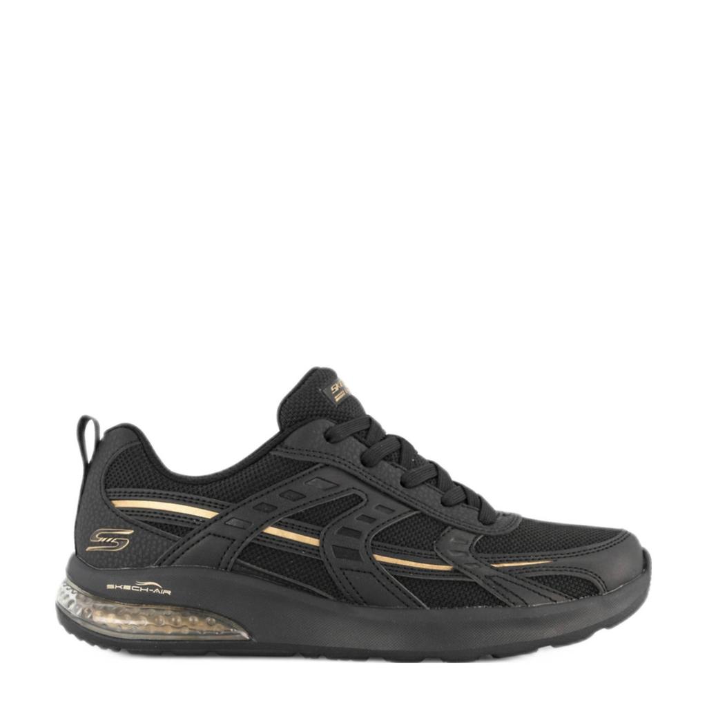 Zwarte dames Skechers Bobs Vision Air sneakers van textiel en imitatieleer met veters