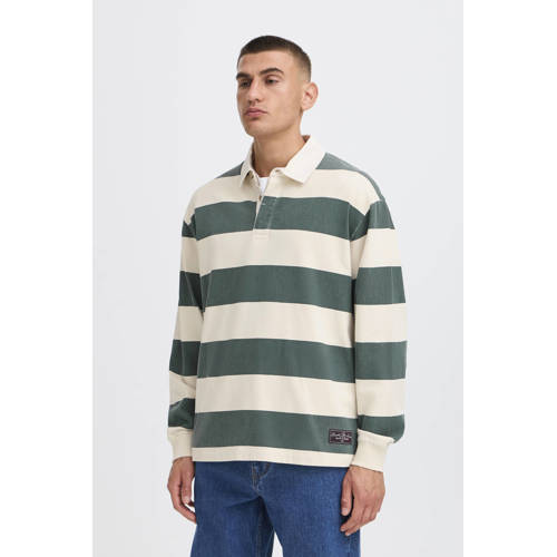 Solid relaxed gestreepte polo groen afbeelding