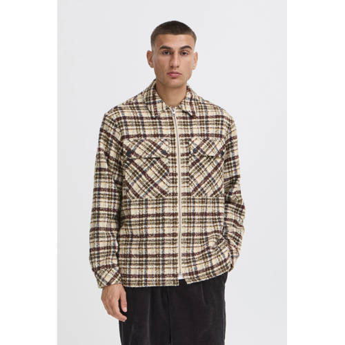 Solid geruite overshirt roodbruin afbeelding