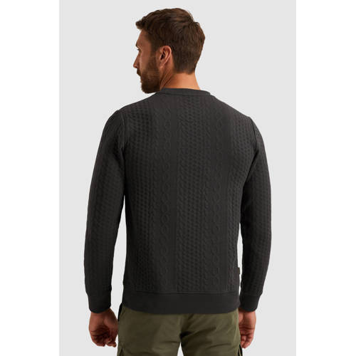 PME Legend sweater met kabels antraciet afbeelding