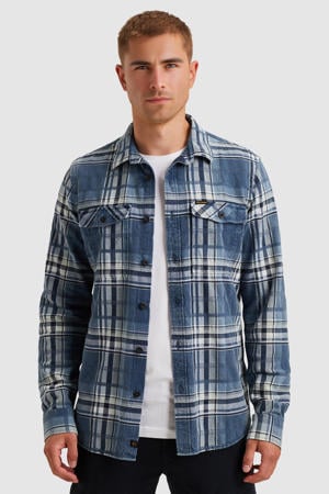 Regular geruit casual overhemd blauw