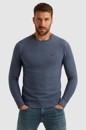 trui met ingebreid patroon blauw