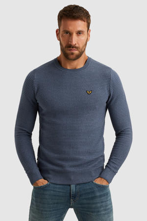trui met ingebreid patroon blauw
