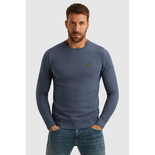 PME Legend trui met ingebreid patroon blauw afbeelding