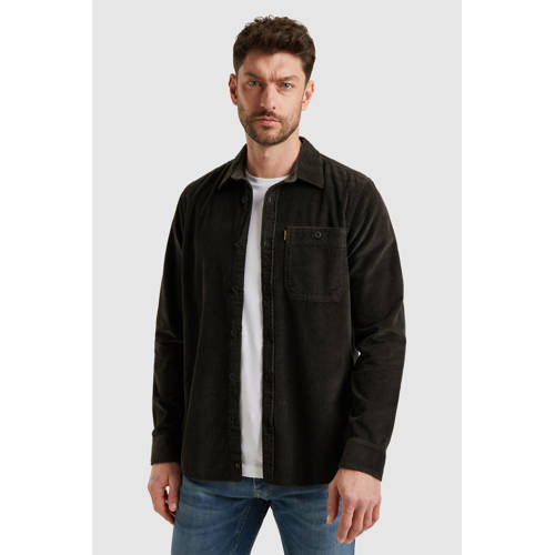 PME Legend overshirt met textuur donkerbruin afbeelding